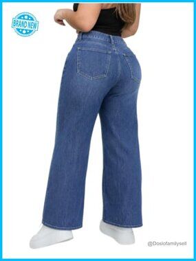 Plus Size Wide Leg High Rise Jeans Pintuck Detail